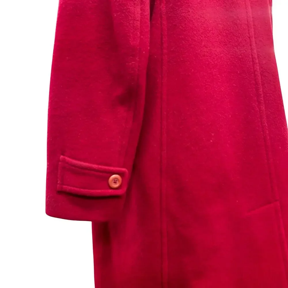 L.L. Bean 100% Lambswool Vintage Red Winter Coat 14 New England Quiet Luxury - Picture 5 of 10